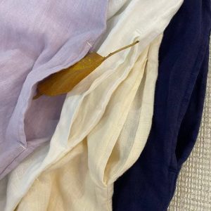 Linen Dress with Ruffled Peter Pan Collar and Long Sleeves