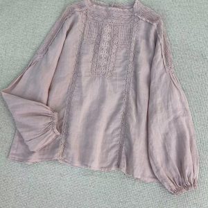 Lace Linen Blouse: Long Sleeve Oversized Ramie Shirt