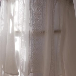 Linen Lace Blouse, White Ramie Shirt, Vintage Romantic Top